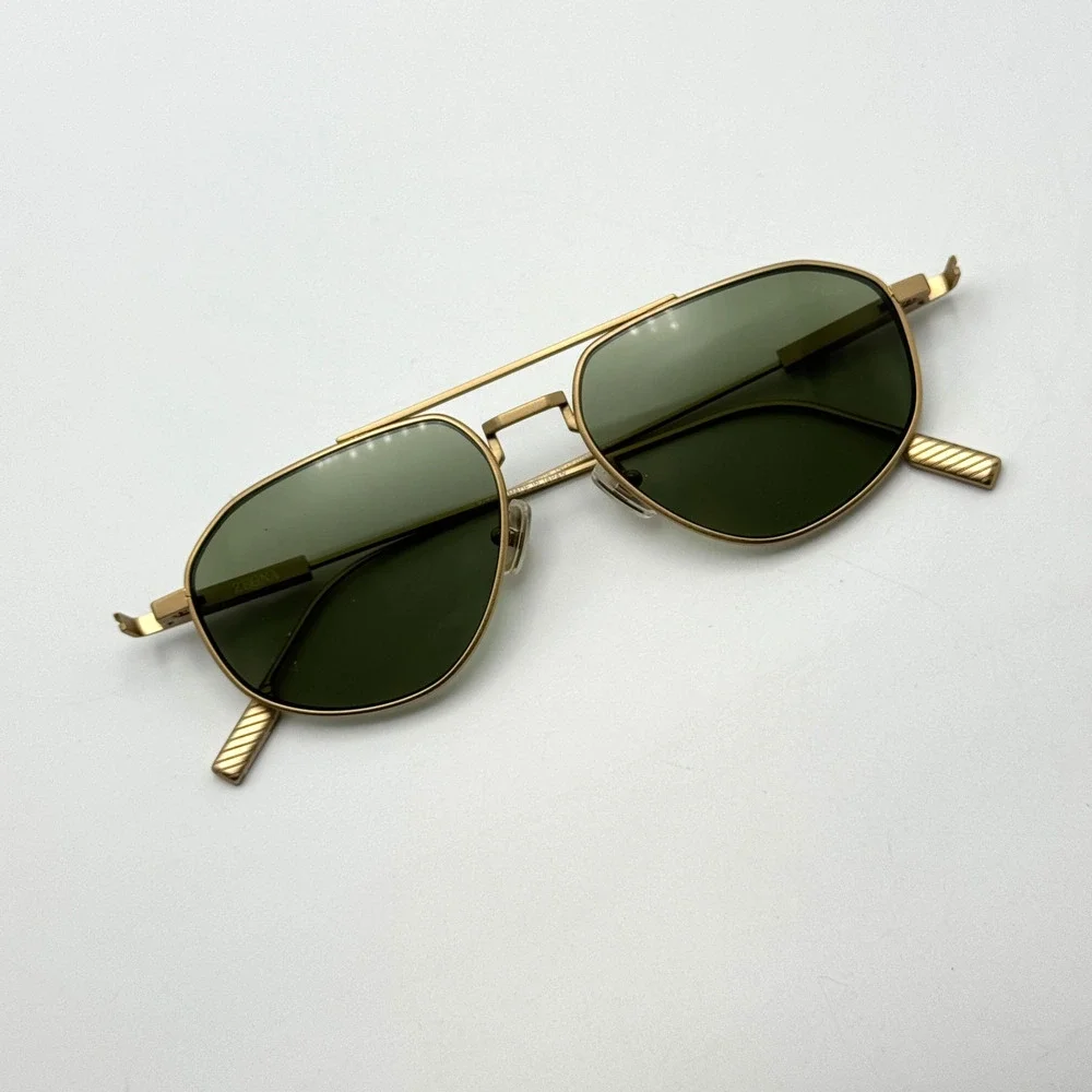 Ermenegildo Zegna Sunglasses EZ0289 35N Light Bronze Frame Green Lens 56mm New
